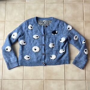 Aspen Blue Sheep Novelty Women's Sweater Cottage core, granny core, farmer core